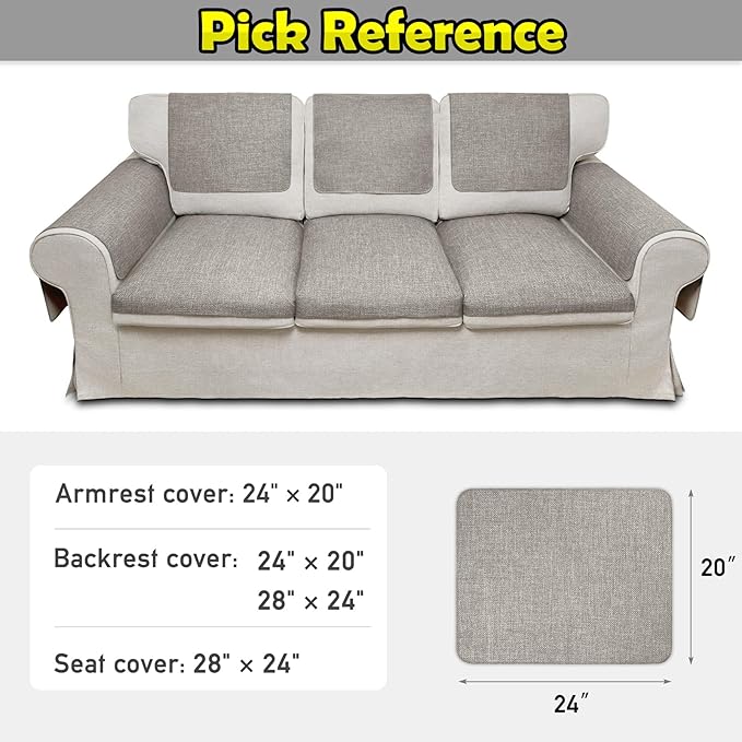 Couch Arm Covers, Waterproof Armrest Cover for Sofa, Armchair, Loveseat, Non-Slip Recliner Arm Cover, Sofa Arm Covers, Headrest Covers, Arm Chair Covers Set of 2 (Taupe, 24"×20")