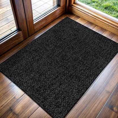 Easy Jute Door Mat 2x3 Indoor Outdoor Natural Rugs Solid Fiber Rug Woven Area Rug Boho Easy Clean Inside Carpet for Living Room Bedroom Dining Room Hallway or Outdoor Patio Porch (2 X 3 Dark Grey)