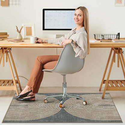 Office Chair Mat for Hardwood Floor&Tile Floor,36"X 48" Heavy Duty Desk Chair Mat for Hard Floors,Under Desk Rug for Rolling Computer Chair,Anti Slip,Low Pile Carpet Floor-Geo Grey