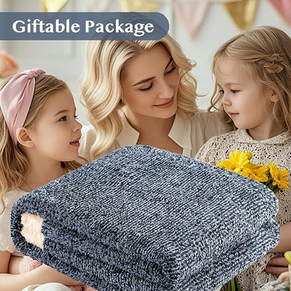 WRENSONGE Throw Blanket Cationic Dyeing Navy Blue Soft Cozy Fluffy Warm Hand Made Weave Throw Blankets for Couch, Sofa, Chair, Bed, Camping, Picnic, Travel Lightweight Bed Blanket - 60"x80"
