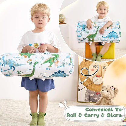 DJY Toddler Nap Mat,Kid Slumber Bag with Removable Pillow & Minky Blanket,Soft Sleeping Mat Perfect for Daycare,Preschool,Kindergarten,Travel