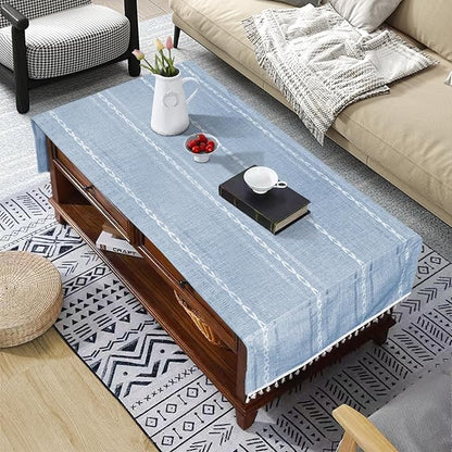 Coffee Table Cloth, Coffee Table Cover with Pockets and Tassel,Grey Jacquard for Living Room Small Rectangle Tablecloths Washer Dryer Fridge Top Dust Cover,Easy Care Machine Washable