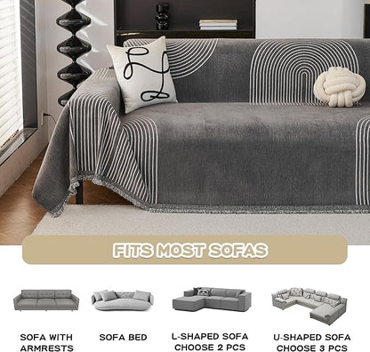 MEETSKY Couch Cover Sofa Cover Washable,Chenille Sofa Covers for 2 Cushion Couch Sofa, Sofa Slipcover Loveseat Pet Couch Covers for Sectional Sofa,71" X118"