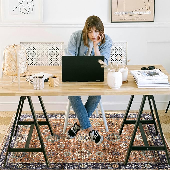 Office Chair Mat for Hardwood Floor, 48"x36" Easy Glide Computer Desk Mat Protector for Rolling Chair Under Desk Rug Nonslip Backing, Machine Wash, (Modern)
