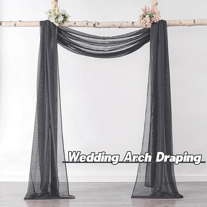 DONREN Dark Grey Window Scarf for Outdoor Decoration - Add Luxury Beautiful Elegant Effect to Curtain Panels (1 Panel, 52 x 288 Inches Long)