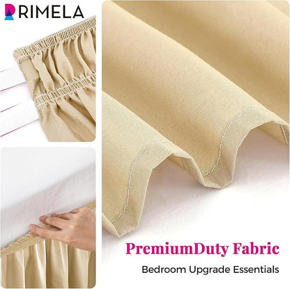 RIMELA Beige Bed Skirt King Size 15 Inch Drop, Wrap Around Elastic Bedskirt, Dust Ruffle for Adjustable Bed Base Machine Washable Easy to Install Bed Skirts