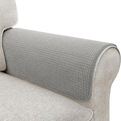 Couch Arm Covers, Sofa Arm Covers, Waterproof Armrest Covers for Sofa, Armchair, Loveseat, Non-Slip Recliner Arm Covers, Sofa Headrest Covers, Arm Chair Covers Set of 2 (Gray, 24"×20")