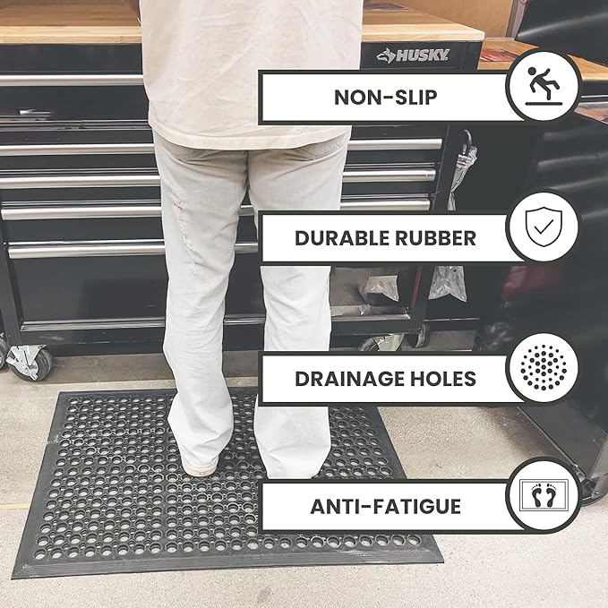 Envelor 2-Pack Anti Fatigue Rubber Mat Non-Slip Restaurant for Floors Bar Drainage Mat Doormat Door Mat Utility Garage Home Anti Slip Entry Mat 24 x 36 Inches