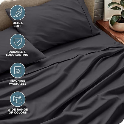 Bare Home Full Sheet Set - Luxury 1800 Ultra-Soft Microfiber Full Bed Sheets - Double Brushed - Deep Pockets - Easy Fit - 4 Piece Set - Bedding Sheets & Pillowcases (Full, Forged Iron Grey)