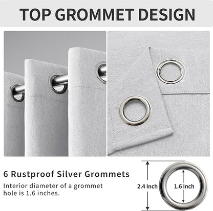 Easy-Going Linen Look Blackout Curtain Grommet Window Curtain Drapes for Bedroom, Living Room Thermal Insulated Room Darkening (2 Panels, 38x45 Inch, Greyish White)
