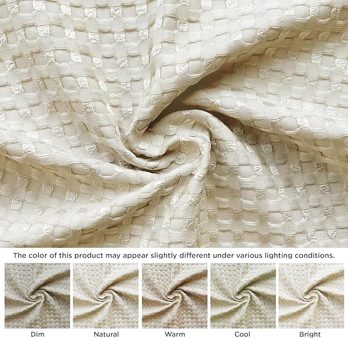 MIYE Pleated Waffle Weave Bed Skirt, Tailored Dust Ruffle 12 Inch Drop Easy Fit, Machine Washable,No Split Corners(Light Beige, Cal King - 12" Drop)