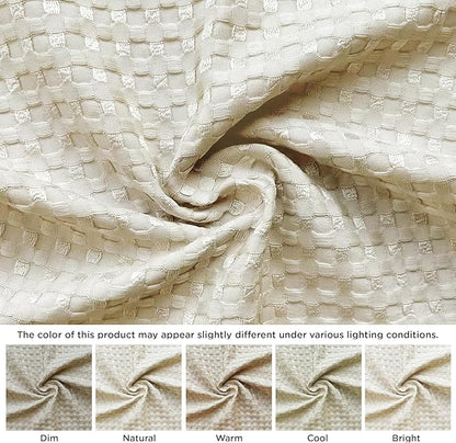MIYE Pleated Waffle Weave Bed Skirt, Tailored Dust Ruffle 16 Inch Drop Easy Fit, Machine Washable,No Split Corners (Light Beige, King - 16" Drop)