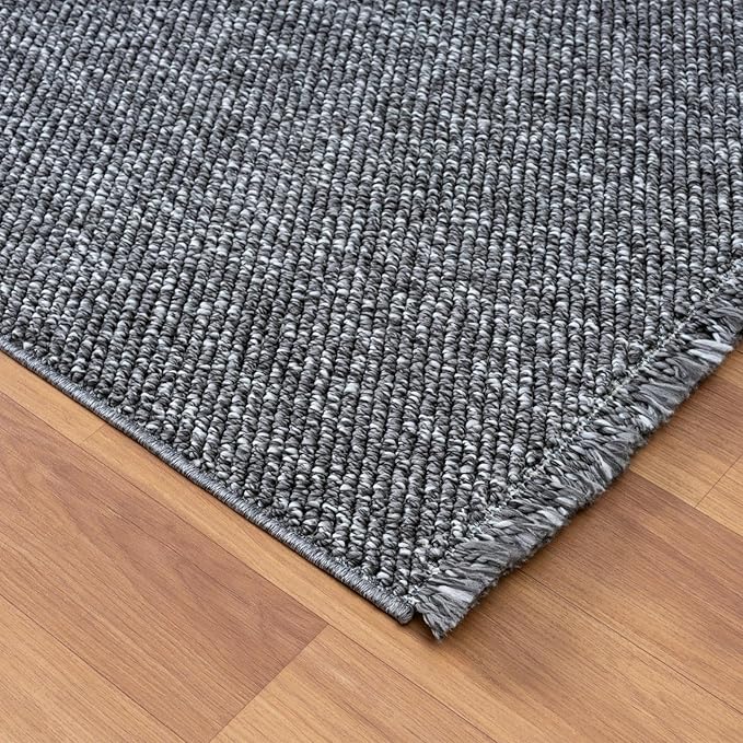 LUXE WEAVERS Solid Machine Woven Smoke 8x10 Area Rug, Indoor Stain-Resistant Carpet