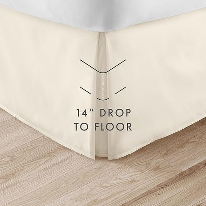 Linen Market Bed Skirt - Ultra Soft Microfiber - Easy Fit with 14 Inch Tailored Drop - Hotel Quality, Shrinkage & Fade Resistant - Bed Cover - Queen Bed Set - Bedroom Décor - (Queen, Ivory)