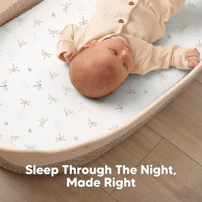 2-Pack Baby Bassinet Sheets Girl, Boy - 33x17 Viscose Derived from Bamboo Bedside Mattress Fitted Bassinet Sheets, Compatible with Halo Bassinest Swivel Sleeper, Baby Delight, Graco (Meadow)