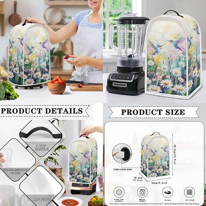 Hummingbird Toaster and Blender Cover Set Bread Maker Cover Flower Washable Coffee Maker Appliance Covers Kitchen Accessories