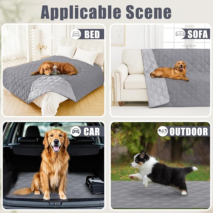 Smiry Waterproof Dog Bed Cover Blanket 40x80, Soft Reversible Pet Blanket, Washable Leakproof Cats Dogs Couch Cover for Sofa, Couch, Furniture, Lattice, Grey/Light Grey