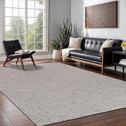 Easy Jute Rug 8x10 Indoor Outdoor Natural Rugs Solid Fiber Rug Woven Area Rug Boho Easy Clean Inside Carpet for Living Room Bedroom Dining Room Hallway or Outdoor Patio Porch (8 X 10 Silver)