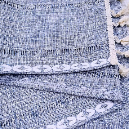 Simple Bedside Table Tassel Cover Cloth, Tablecloth Towel, Suitable for TV Microwave Washing Machine Refrigerator Dust (15.7 * 35.4 inches,Grey Blue)