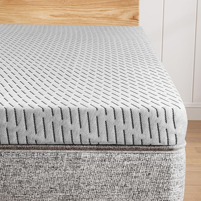 Bamboo Mattress Topper Twin Size 2 Inch, Cooling Gel & Bamboo Charcoal Memory Foam Mattress Topper for Back Pain Relief, Firm Dual-Layer Foam Bed Pad with Removable Cover College Dorm
