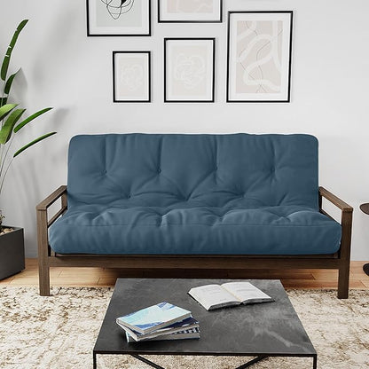 Royal Sleep Products by The Futon Factory 6 inch Foam Futon Mattress - Solid Denim Blue Cover - Twin Size - CertiPUR Certified Foams - Made in USA - Replacement Mattress - (Frame not Included)