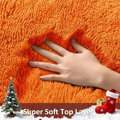 Ophanie Soft Fluffy Shaggy Rugs for Bedroom Living Room Dorm Nursery Home Decor Aesthetic,Color Orange, Size 4' Round