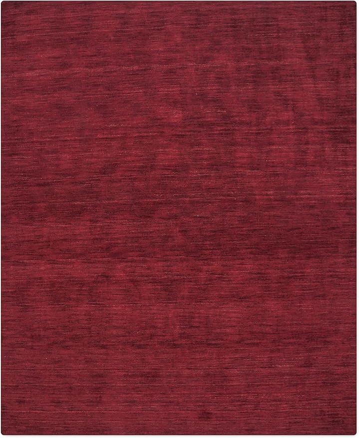 Hand Knotted Loom Wool ECO-Friendly Area Rugs - 10'x13', Rectangle, Dark Red Color, Solid Plain Design, High Pile Handmade Anti Skid Area Rugs for Living Room, Bed Room (L00111)