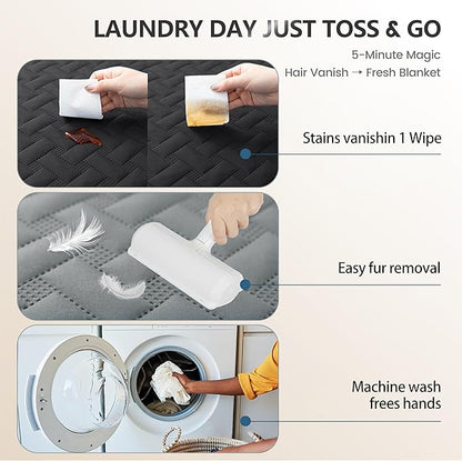gogobunny 100% Double Sided Waterproof Dog Blanket Soft Pet Bed Cover Reversible Protect Furniture Couch Sofa Car for Puppy Cat (Dark Charcoal/Light Charcoal, 30x70 Inch (Pack of 1))