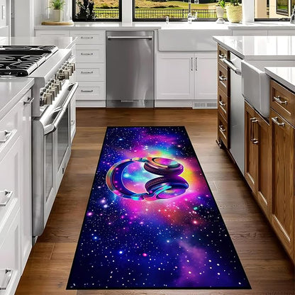 Galaxy Game Area Rug Music Headphone Rugs Colorful Throw Rug Non-Slip Carpet Doormats for Living Room Bedroom Apartment Dorm Floor Mat 79 in x 39 in