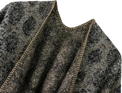 Women's Vintage Pattern Open Front Poncho Cape Shawl Winter Shawl Wraps
