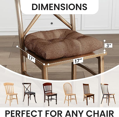 Klear Vu Gripper Overstuffed Universal Non-Slip Dining Chair Cushions for Kitchen Decor or Office Use, U-Shaped Skid-Proof Seat Pad, 17x17 Inches, 2 Count (Pack of 1), Honeycomb Chocolate Brown