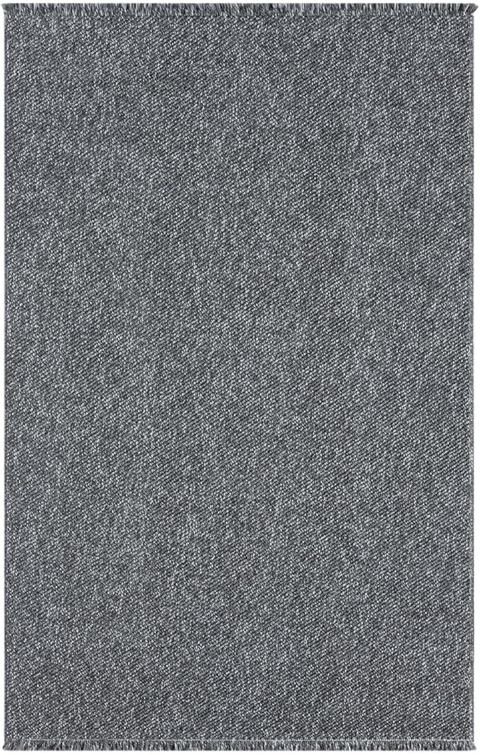 LUXE WEAVERS Solid Machine Woven Smoke 6x9 Area Rug, Indoor Stain-Resistant Carpet