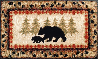 Masada Masada Rugs 2'x3' Cabin/Lodge Theme Area Rug with Bear and Cub Scene