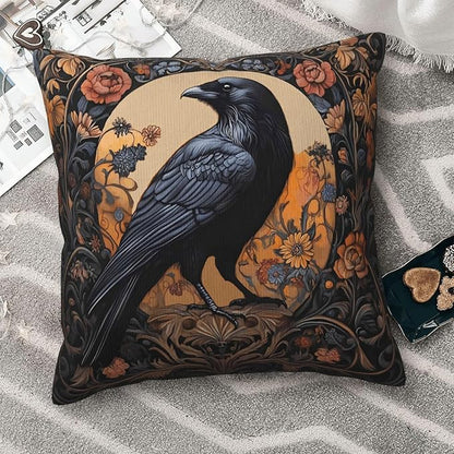 Mystical Raven Art Print Decor, William Morris Abstract Vintage Floral Design 18x18 inches Throw Pillow Covers Square Pillowcases Decor for Bed Couch Sofa Room Cushion Covers