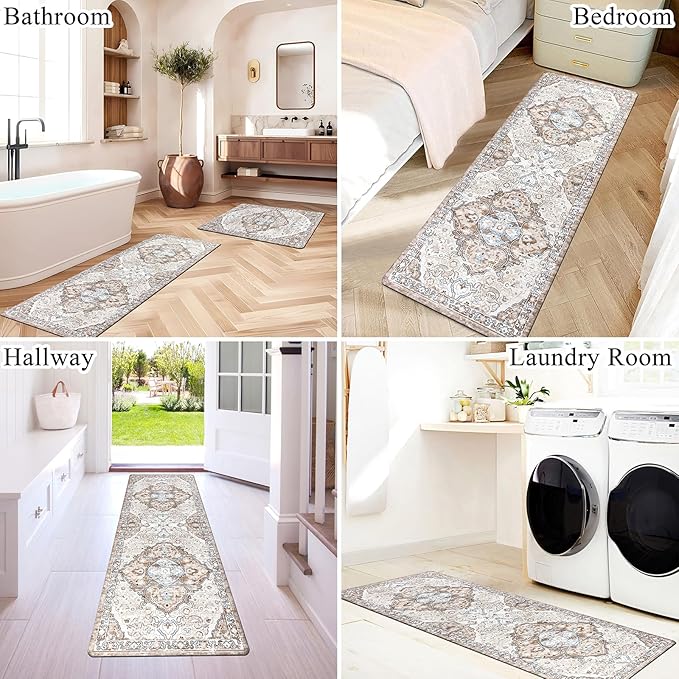 Ileading Anti Fatigue Kitchen Rugs Sets of 2 Cushioned Kitchen Mats for Floor Waterproof Kitchen Mat Set Non Slip Comfort Standing Mat for Kitchen, Office, Sink, Laundry