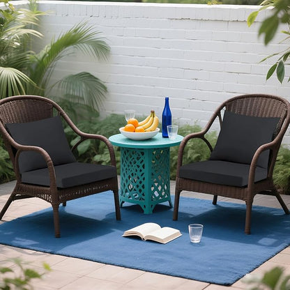 Outdoor Seat Cushion Set 19 x 19 In, Water-Resistant & Fade-Resistan, Patio Furniture Cushions with Removable Cover Deep Seat & Back Cushion with Handle and Adjustable Straps for Chair Sofa,4PC