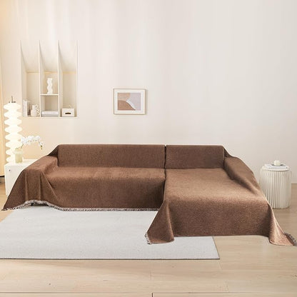 MEETSKY Couch Covers Sofa Slipcover Couch Protector Covers, Universal Fit for Couch 2 Seat Thick Washable Sofa Cover Modern Decor for Living Room, 91" x 118", Camel