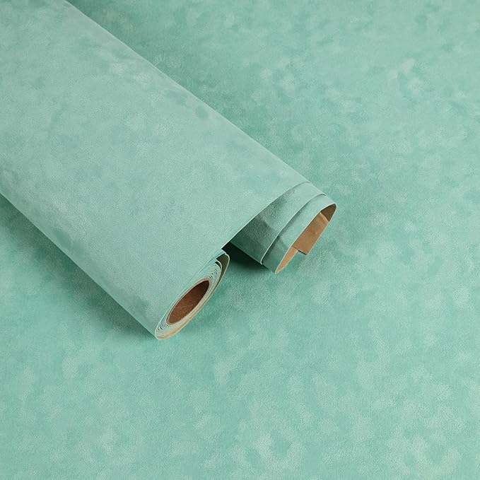 Self Adhesive Mint Green Velvet Fabric Liner for Drawers Dressers Soft Felt Drawer Liner Roll 15.7"x118" Removable Felt Fabric Wallpaper Velvet Contact Paper for Cabinets Jewelry Box Lining