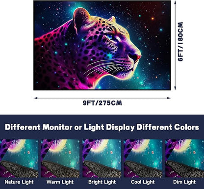6' x 9' Galaxy Leopard Rug Fierce Panther Area Rugs for Boys Kids Bedroom Living Room Gameroom Girls Space Glitter Carpet Floor Mat Throw Rugs,180 X 275cm