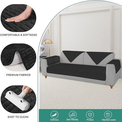 Foxdecor Couch Arm Covers Sofa Arm Covers, Arm Chair Covers Set of 2, Non-Slip Chair Arm Covers, Arm Rest Cover for Sofa, Armchair Slipcovers Couch Protector (Black 20x20 inch)