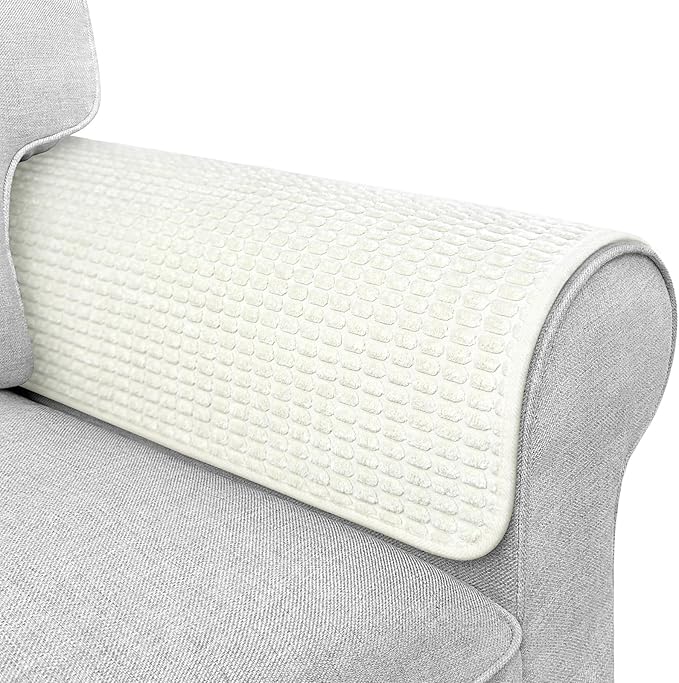 Couch Arm Covers, Sofa Arm Covers, Waterproof Armrest Cover for Sofa, Armchair, Loveseat, Headrest Cover, Non-Slip Recliner Arm Cover, Arm Chair Covers Set of 2 (Cream, 23"×19")