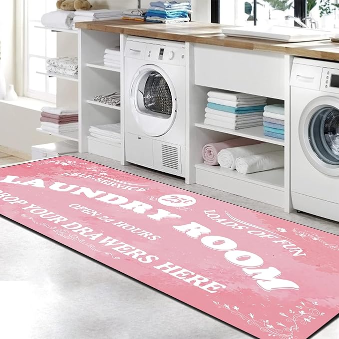 Zoke Laundry Room Rug Runner Stylish Non-Slip Laundry Room Mat 20"x47", Versatile, Waterproof Runner for Laundry, Kitchen, and Bathroom, Mudroom Decor and Farmhouse Charm