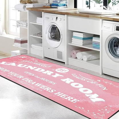 Zoke Laundry Room Rug Runner Stylish Non-Slip Laundry Room Mat 24"x72", Versatile, Waterproof Runner for Laundry, Kitchen, and Bathroom, Mudroom Decor and Farmhouse Charm