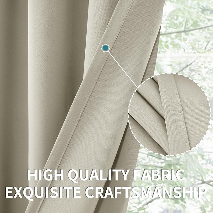 BGment Short Curtains 30 Inches Length for Small Window - Rod Pocket Thermal Insulated Room Darkening Drapes for RV Kitchen Bedroom Bathroom, Light Camel, 2 Panels, 42 x 30 Inch