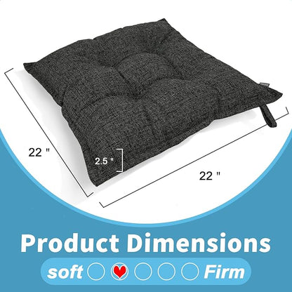 SINSOSSO Large Floor Pillow 22", Thickened Bite-Size Memory Foam Square Non-Slip Cushion for Office Back Support/Indoor Yoga/Chair Seat, Fashionable Color-Blocked Fabric & Washable, Black, 1 PCS