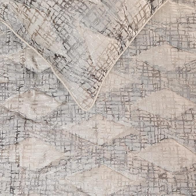 The HomeCentric King Queen Twin Grey Decorative Queen 74"x18" Bed Runner with Pillow Cover, Quilted Bed Scarf on Jacquard Fabric - Graphitti Grey