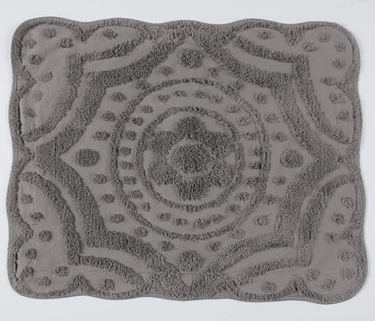 Montgomery Ward Decorative Cotton Sham, Scrolled Design, Luxurious Scallop Chenille Sham (Slate, Standard)
