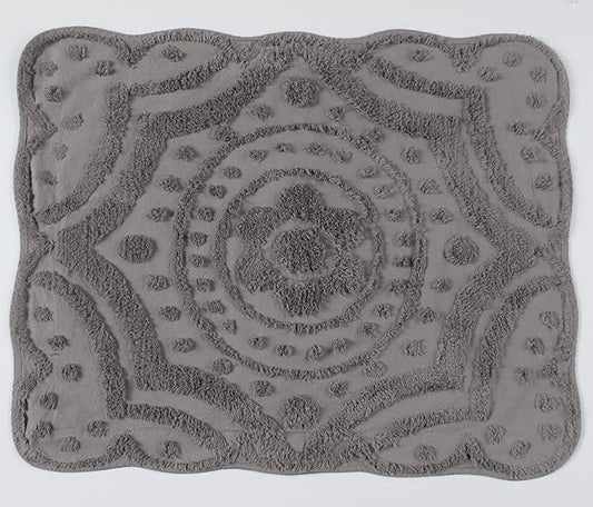 Montgomery Ward Decorative Cotton Sham, Scrolled Design, Luxurious Scallop Chenille Sham (Slate, Standard)
