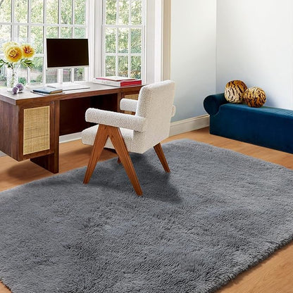 ONASAR Grey 3x5 Rugs for Bedroom, Fluffy Washable Gray Bedside Area Rug, Ultra Soft Shaggy Fuzzy Plush Small Floor Carpets for Living Room College Dorm Teen Kids Boys Home Decor Aesthetic