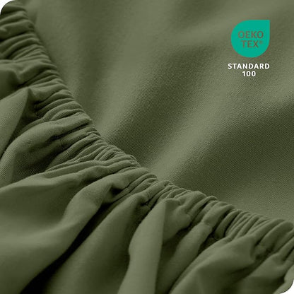 Bare Home 2-Pack Fitted Bottom Sheets Short Queen - Premium 1800 Ultra-Soft Wrinkle Resistant Microfiber - Deep Pocket (Short Queen, Cypress)